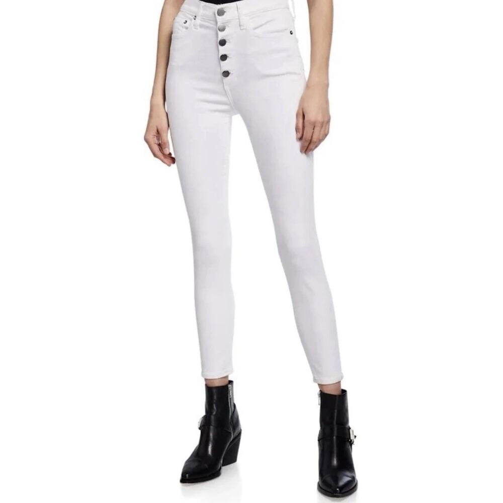 Alice + Olivia Jeans Womens 27 White Skinny High Waist Button Fly Coastal Pants
